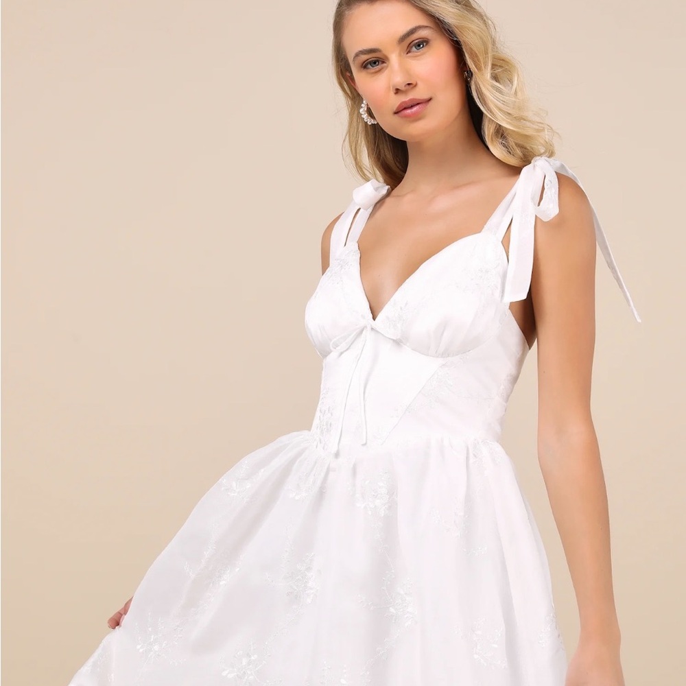 Lulu's White Tie-Strap Midi Dress